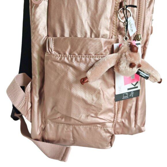 brand new Kipling Extra Large 47cm xl 17" Laptop Seoul Backpack rose gold - Picture 4 of 9